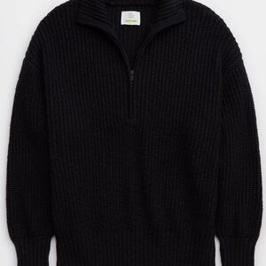 OFFLINE By Aerie Chillside Quarter Zip Sweater (Small, Black)